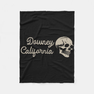 Downey California Ca Retro Surfer Front And Ck Fleece Blanket