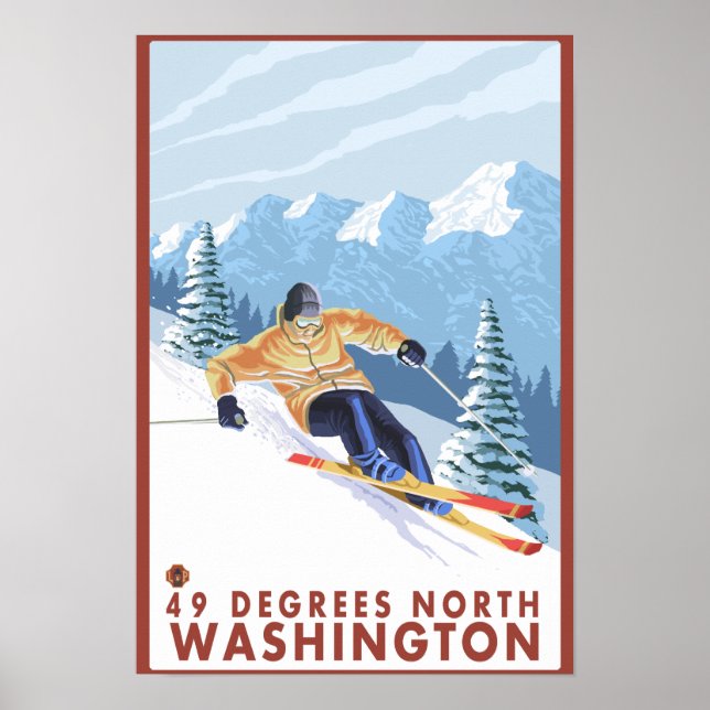 Downhhill Snow Skier - 49 Degrees North, WA Poster (Front)