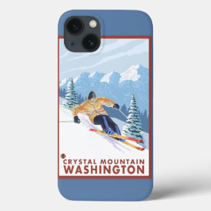 Downhhill Snow Skier - Crystal Mountain, WA iPhone 13 Case