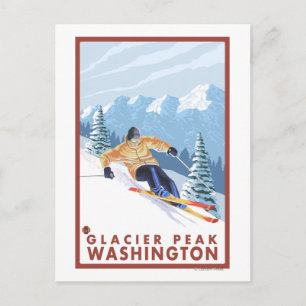 Downhhill Snow Skier - Glacier Peak, Postcard