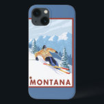 Downhhill Snow Skier - Montana iPhone 13 Case<br><div class="desc">Downhhill Snow Skier - Montana - Vintage Travel Poster was created in 2007. This image depicts scenes from Montana.</div>