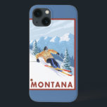 Downhhill Snow Skier - Montana iPhone 13 Case<br><div class="desc">Downhhill Snow Skier - Montana - Vintage Travel Poster was created in 2007. This image depicts scenes from Montana.</div>