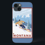 Downhhill Snow Skier - Montana iPhone 13 Case<br><div class="desc">Downhhill Snow Skier - Montana - Vintage Travel Poster was created in 2007. This image depicts scenes from Montana.</div>