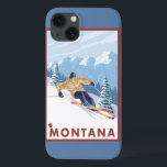Downhhill Snow Skier - Montana iPhone 13 Case<br><div class="desc">Downhhill Snow Skier - Montana - Vintage Travel Poster was created in 2007. This image depicts scenes from Montana.</div>