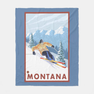 Downhhill Snow Skier - Montana Fleece Blanket