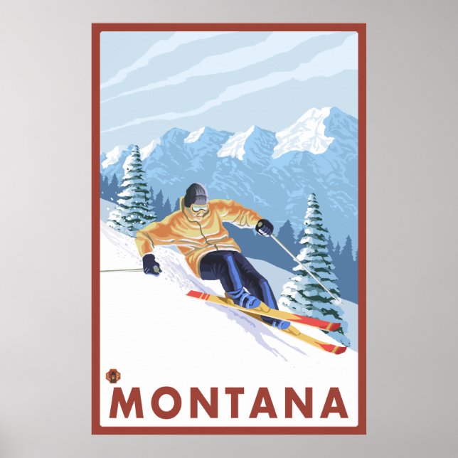 Downhhill Snow Skier - Montana Poster (Front)
