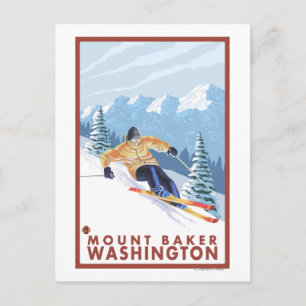 Downhhill Snow Skier - Mount Baker, Washington Postcard