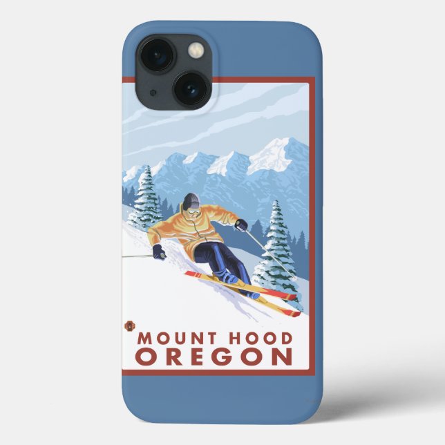 Downhhill Snow Skier - Mount Hood, Oregon Case-Mate iPhone Case (Back)