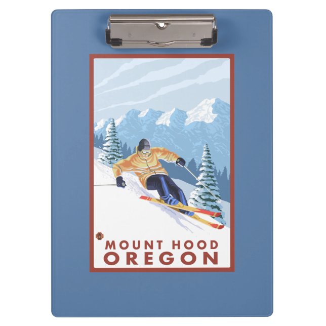 Downhhill Snow Skier - Mount Hood, Oregon Clipboard (Front)