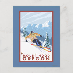 Downhhill Snow Skier - Mount Hood, Oregon Postcard