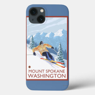 Downhhill Snow Skier - Mount Spokane, iPhone 13 Case