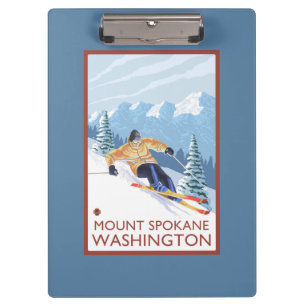 Downhhill Snow Skier - Mount Spokane, Clipboard