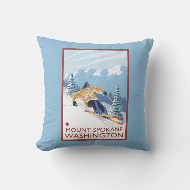 Downhhill Snow Skier - Mount Spokane, Cushion (Front)