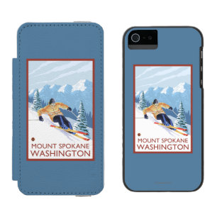 Downhhill Snow Skier - Mount Spokane, Incipio Watson™ iPhone 5 Wallet Case