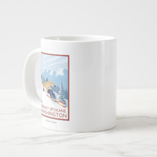 Downhhill Snow Skier - Mount Spokane, Large Coffee Mug