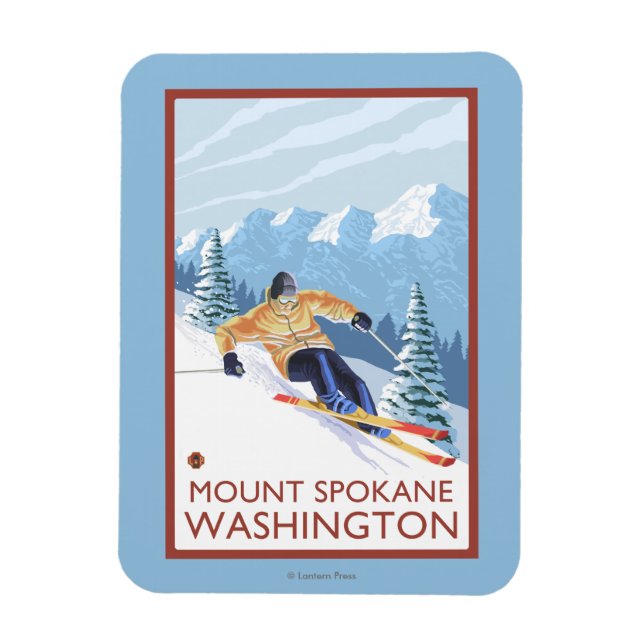 Downhhill Snow Skier - Mount Spokane, Magnet (Vertical)