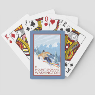 Downhhill Snow Skier - Mount Spokane, Playing Cards