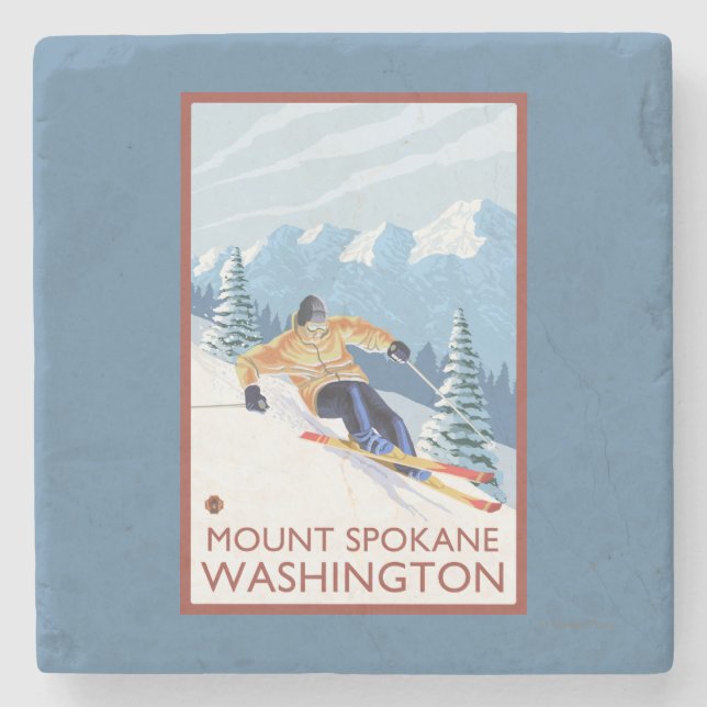 Downhhill Snow Skier - Mount Spokane, Stone Coaster (Front)