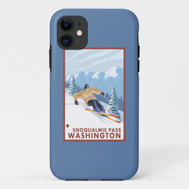 Downhhill Snow Skier - Snoqualmie Pass, WA Case-Mate iPhone Case (Back)