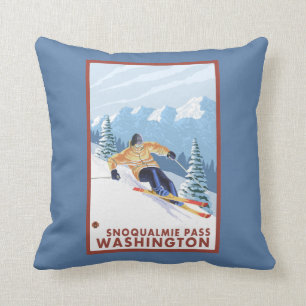 Downhhill Snow Skier - Snoqualmie Pass, WA Cushion