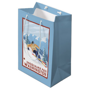 Downhhill Snow Skier - Snoqualmie Pass, WA Medium Gift Bag