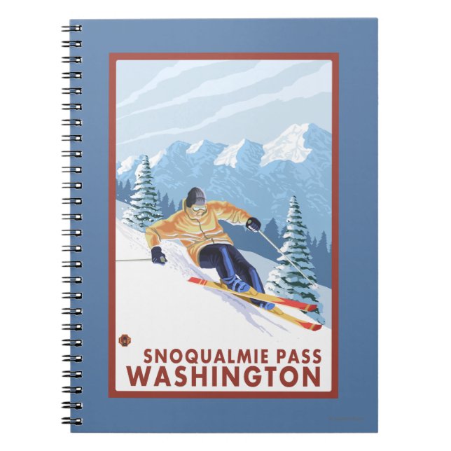 Downhhill Snow Skier - Snoqualmie Pass, WA Notebook (Front)
