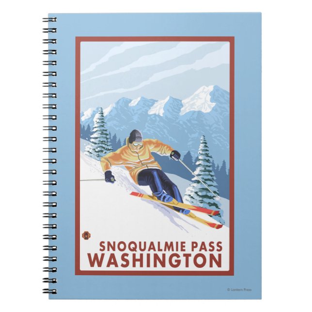 Downhhill Snow Skier - Snoqualmie Pass, WA Notebook (Front)