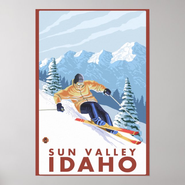 Downhhill Snow Skier - Sun Valley, Idaho Poster (Front)