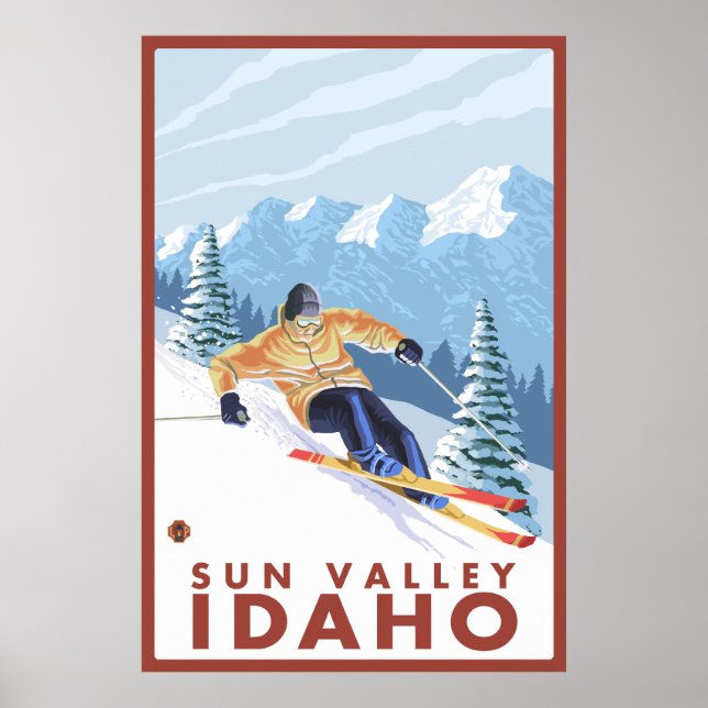 Downhhill Snow Skier - Sun Valley, Idaho Poster (Front)
