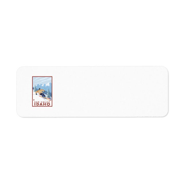 Downhhill Snow Skier - Sun Valley, Idaho Return Address Label (Front)