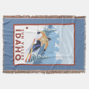 Downhhill Snow Skier - Sun Valley, Idaho Throw Blanket