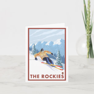 Downhhill Snow Skier - The Rockies Card