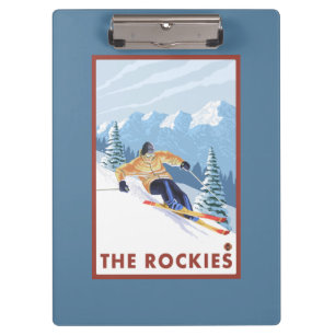 Downhhill Snow Skier - The Rockies Clipboard