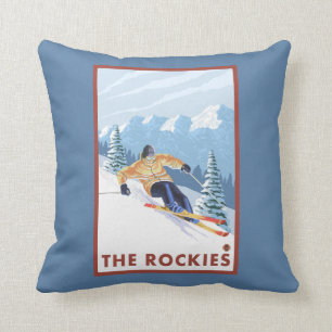 Downhhill Snow Skier - The Rockies Cushion