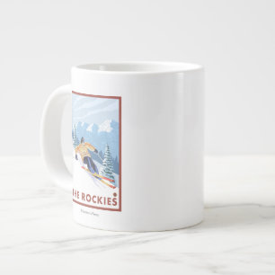 Downhhill Snow Skier - The Rockies Large Coffee Mug