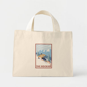 Downhhill Snow Skier - The Rockies Mini Tote Bag