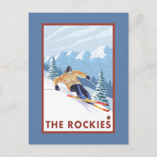 Downhhill Snow Skier - The Rockies Postcard