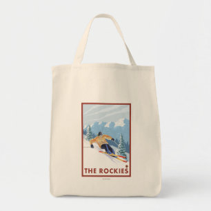 Downhhill Snow Skier - The Rockies Tote Bag
