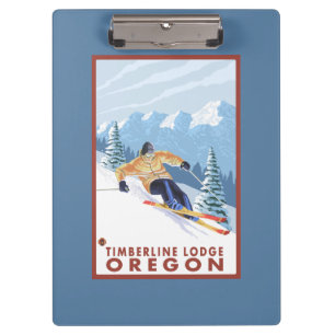 Downhhill Snow Skier - Timberline Lodge, Oregon Clipboard