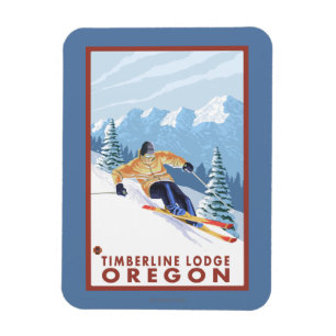 Downhhill Snow Skier - Timberline Lodge, Oregon Magnet