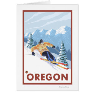 Downhhill Snow Skier- Vintage Travel Poster 2