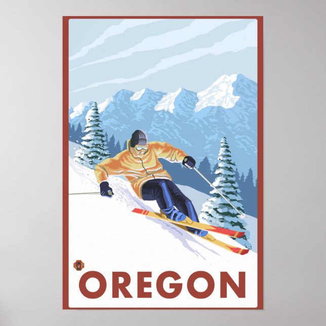 Downhhill Snow Skier- Vintage Travel Poster 2 (Front)