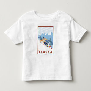 Downhhill Snow Skier- Vintage Travel Poster Toddler T-Shirt