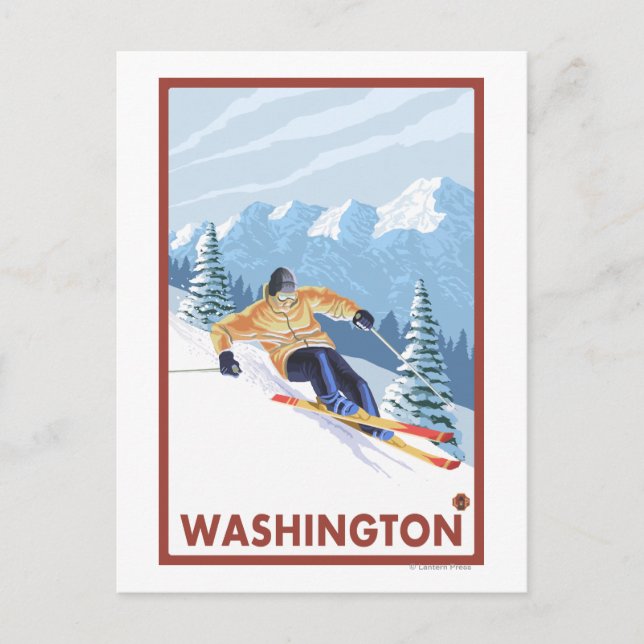Downhhill Snow Skier - Washington Postcard (Front)