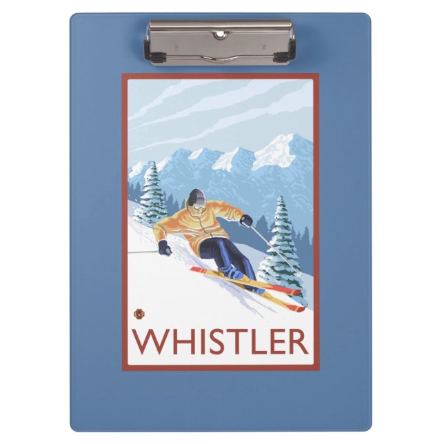Downhhill Snow Skier - Whistler, BC Canada Clipboard (Front)