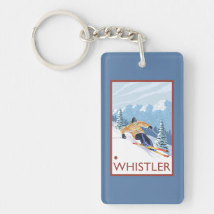 Downhhill Snow Skier - Whistler, BC Canada Key Ring