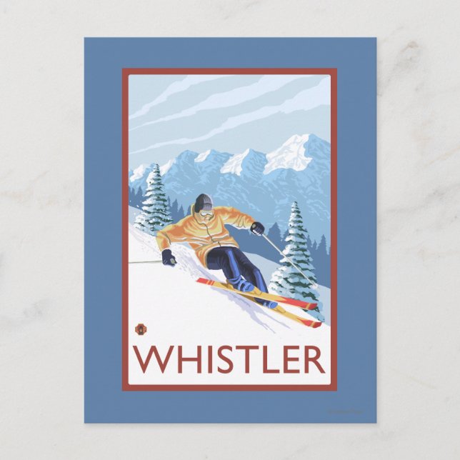 Downhhill Snow Skier - Whistler, BC Canada Postcard (Front)