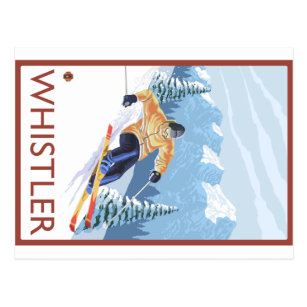 Downhhill Snow Skier - Whistler, BC Canada Postcard