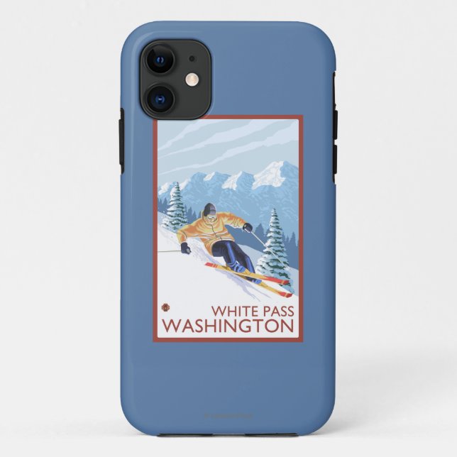 Downhhill Snow Skier - White Pass, Washington Case-Mate iPhone Case (Back)
