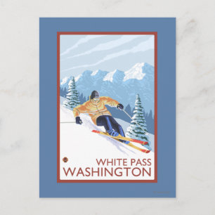Downhhill Snow Skier - White Pass, Washington Postcard
